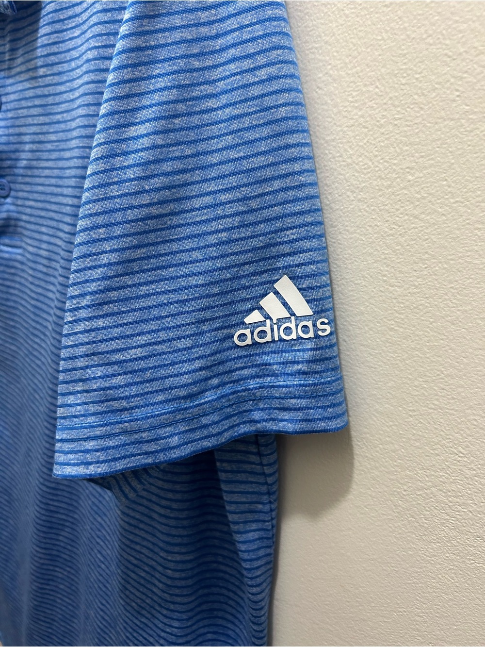 adidas Men’s Light Blue Micro-Striped Polo - Picture 3 of 3